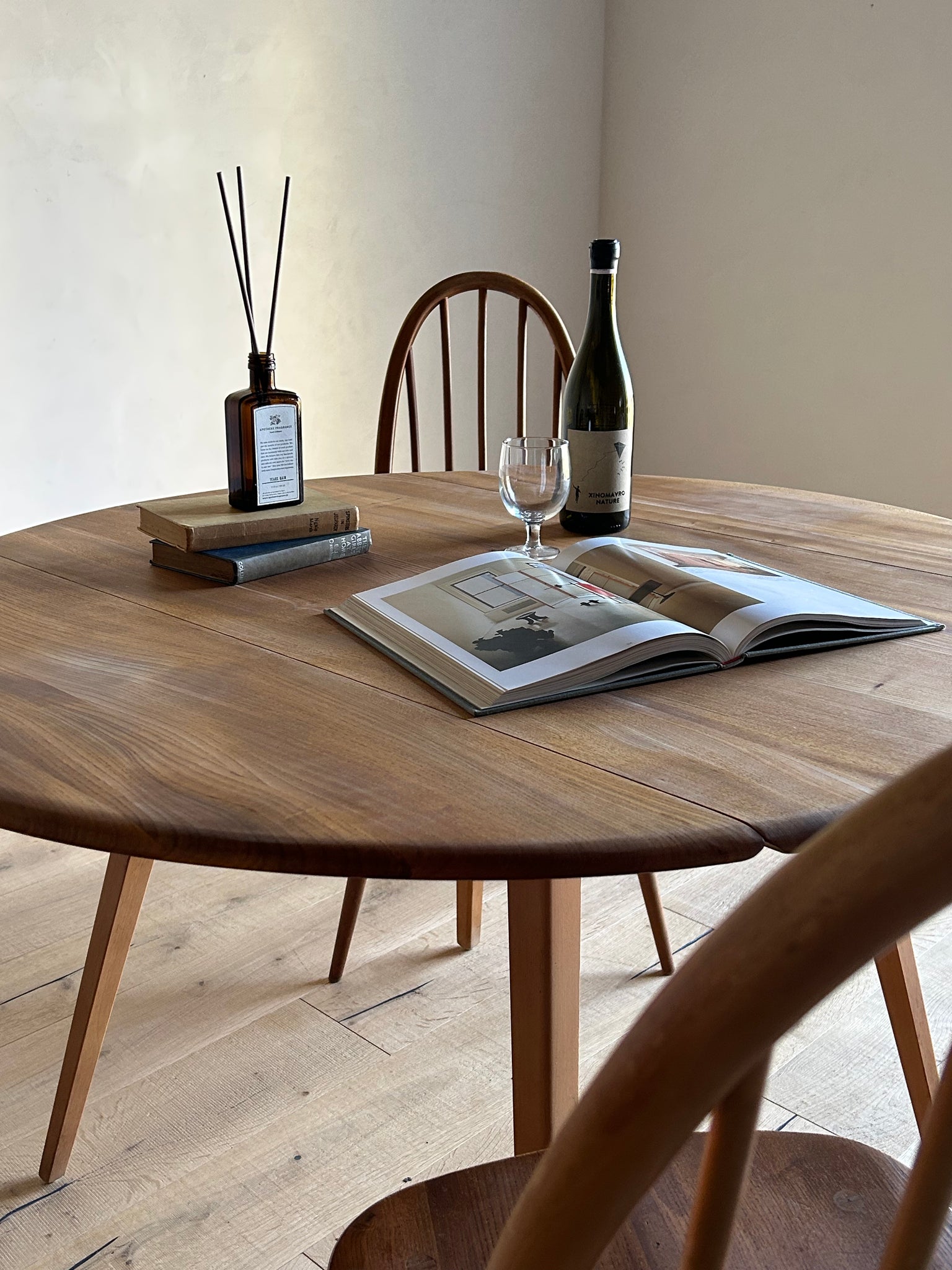 アーコール ドロップリーフ テーブル / ercol round shaped dropleaf dining table '384' #0274